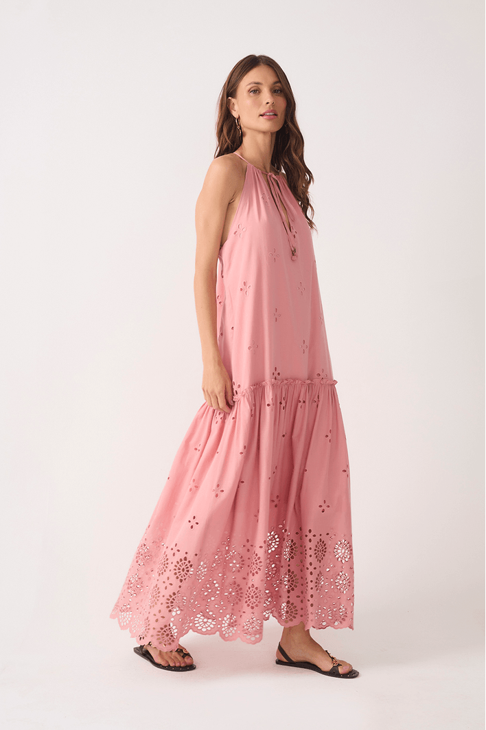 Vestido Cropped Algodão Barrado