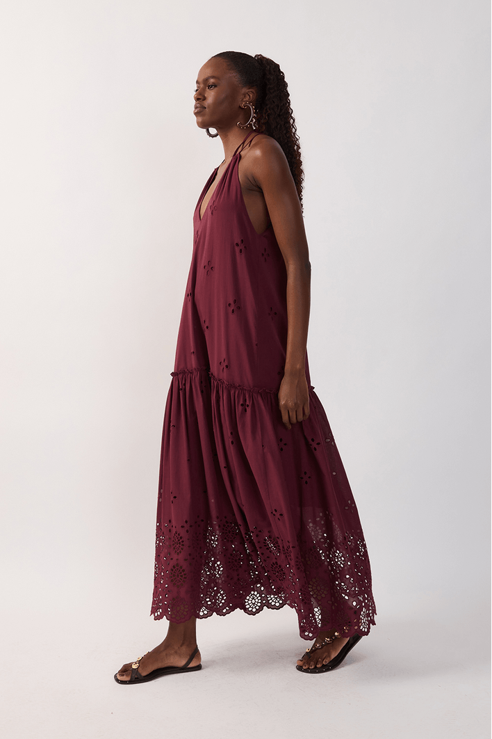 Vestido Cropped Algodão Barrado