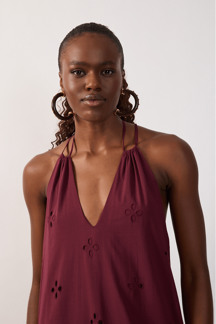 Vestido Cropped Algodão Barrado