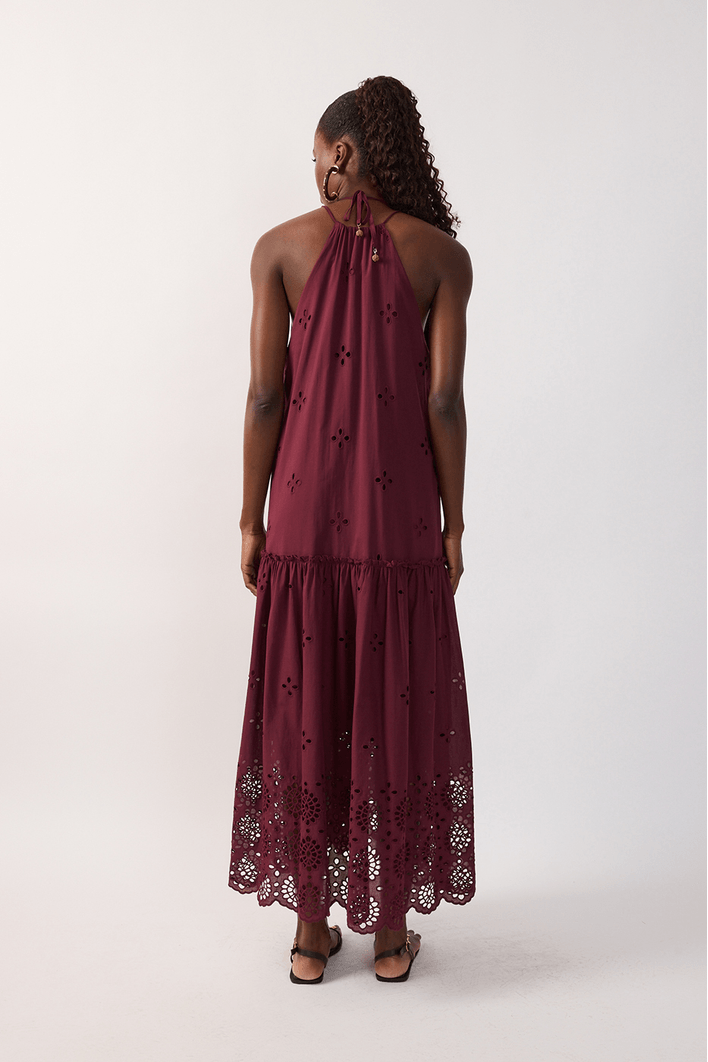 Vestido Cropped Algodão Barrado