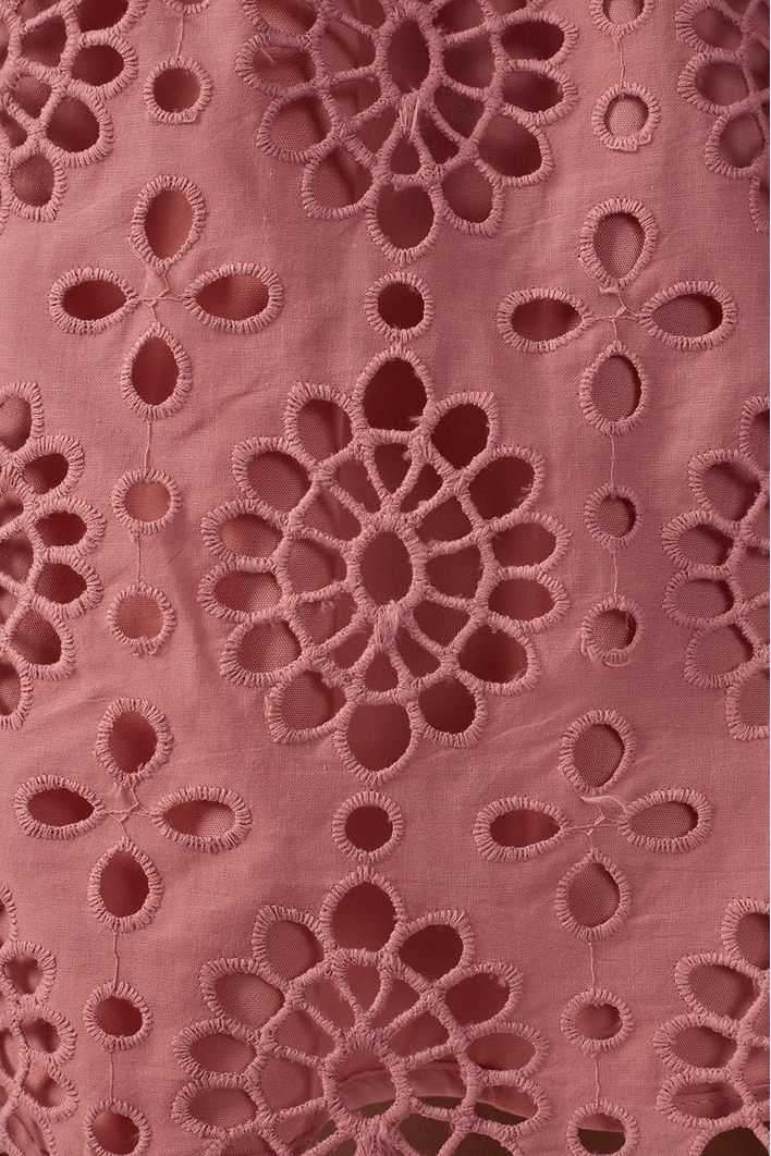 Vestido Curto Algodão Bordado Barrado