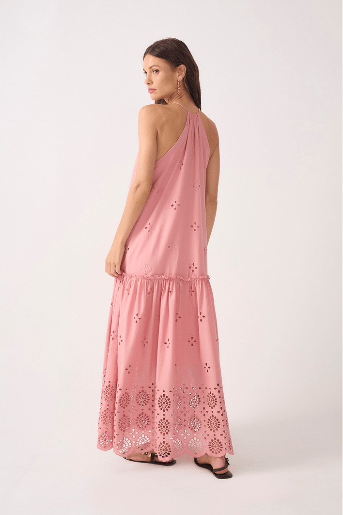 Vestido Cropped Algodão Barrado