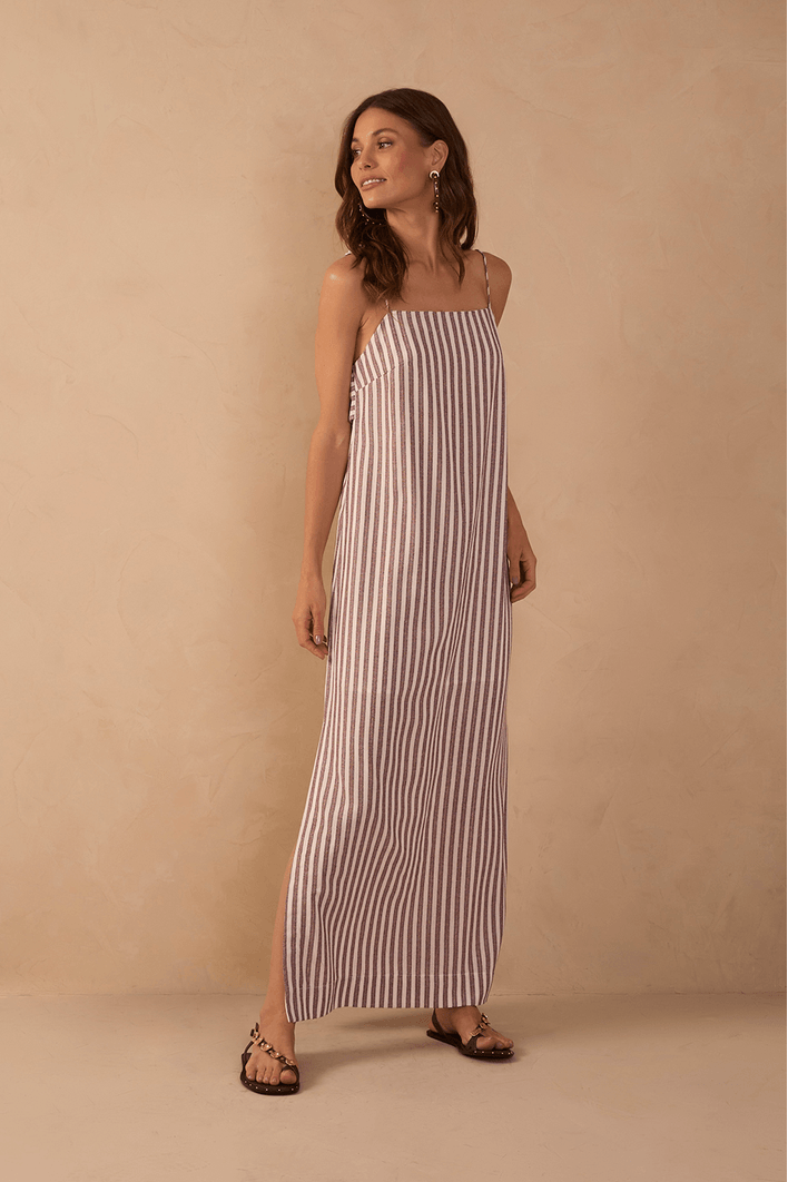 Vestido Cropped Babado Costas Listrado