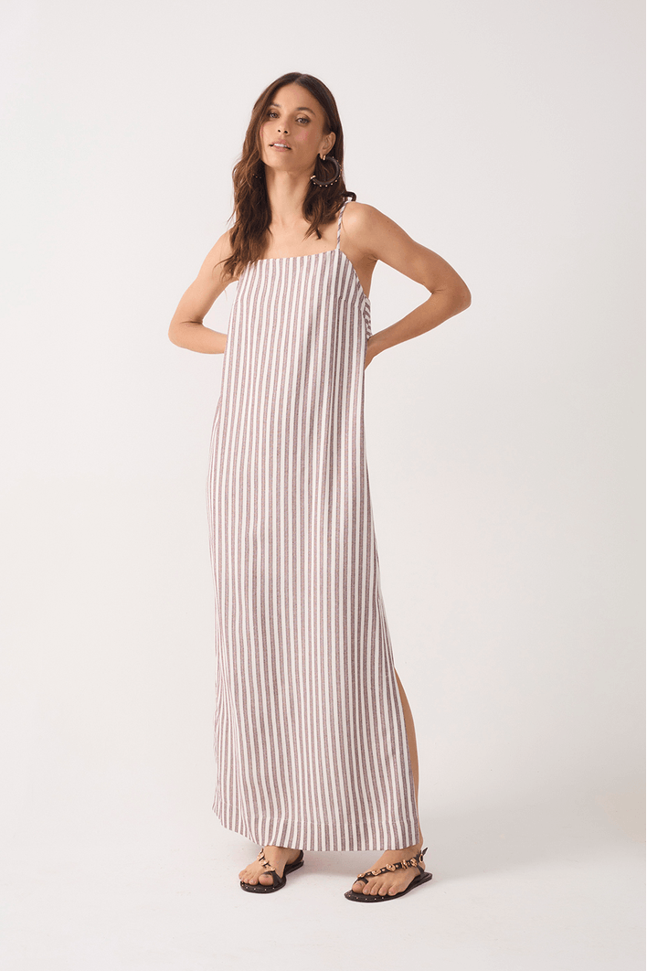 Vestido Cropped Babado Costas Listrado