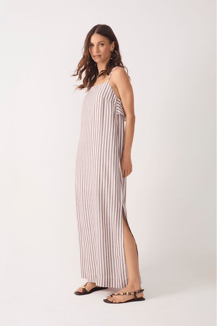 Vestido Cropped Babado Costas Listrado