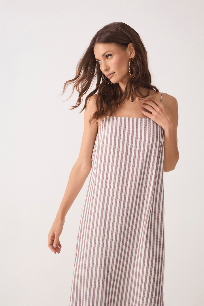 Vestido Cropped Babado Costas Listrado