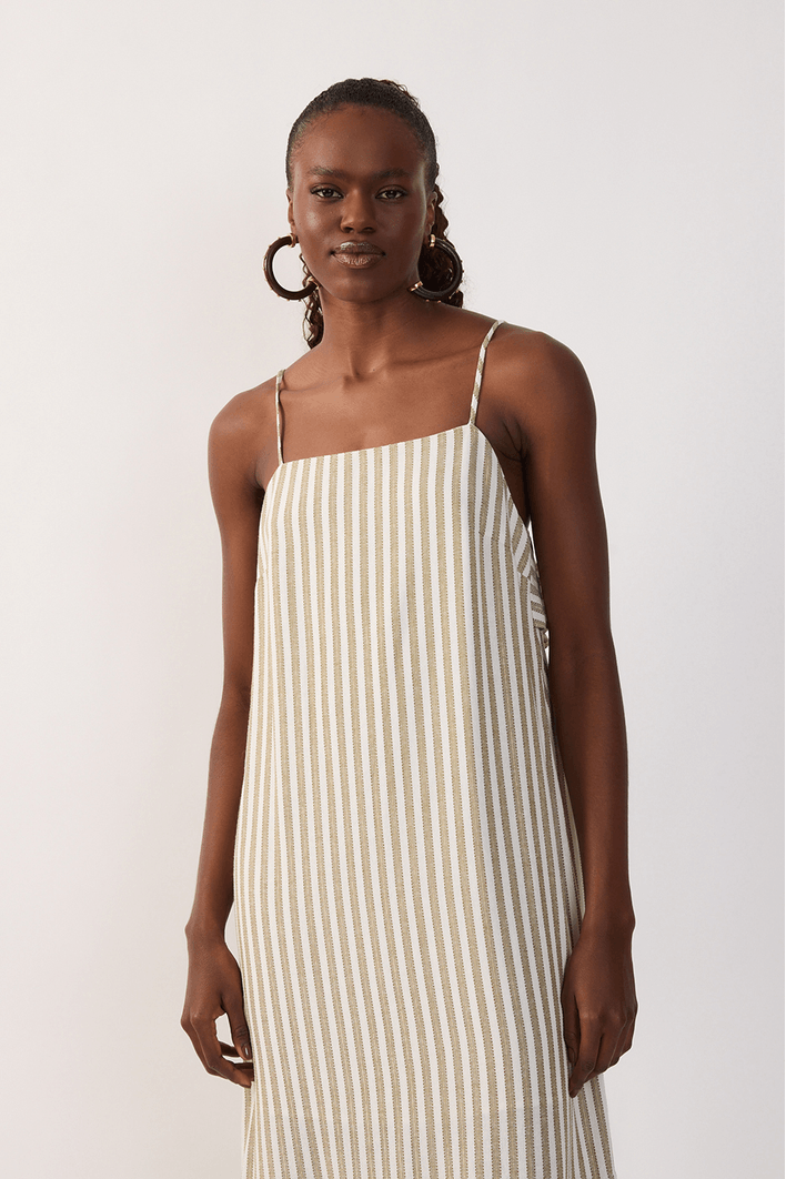 Vestido Cropped Babado Costas Listrado