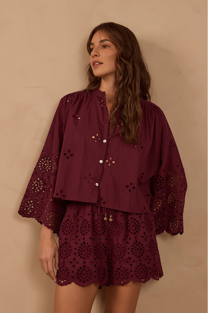 Camisa Algodão Bordado Barrado