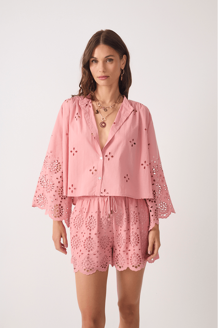 Camisa Algodão Bordado Barrado