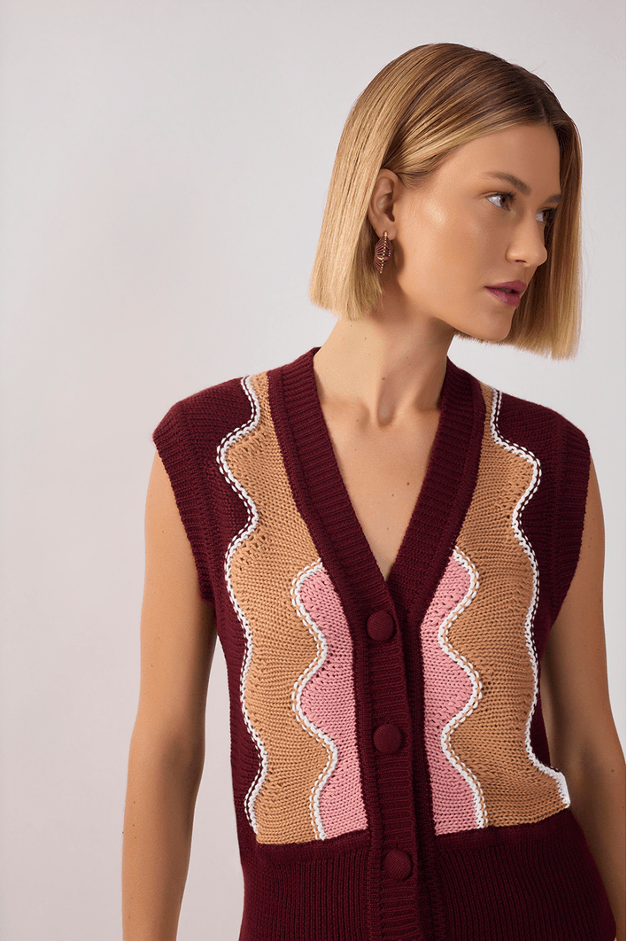 Blusa Colete Tricot Detalhe Onda