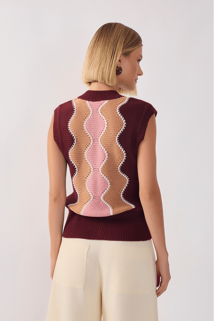 Blusa Colete Tricot Detalhe Onda