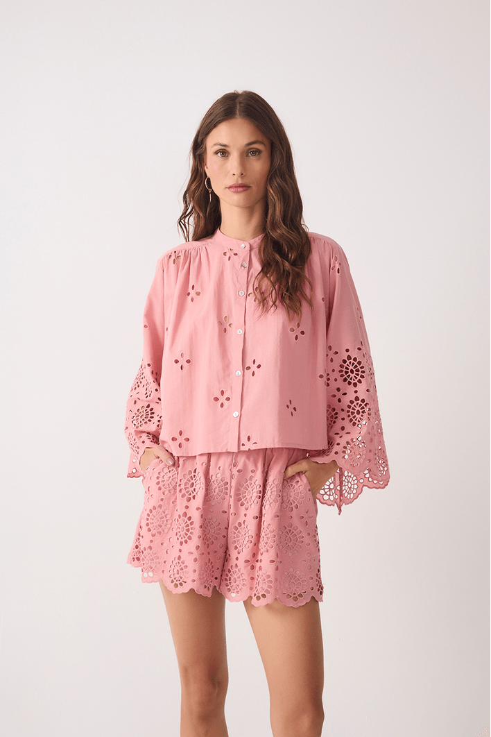 Camisa Algodão Bordado Barrado