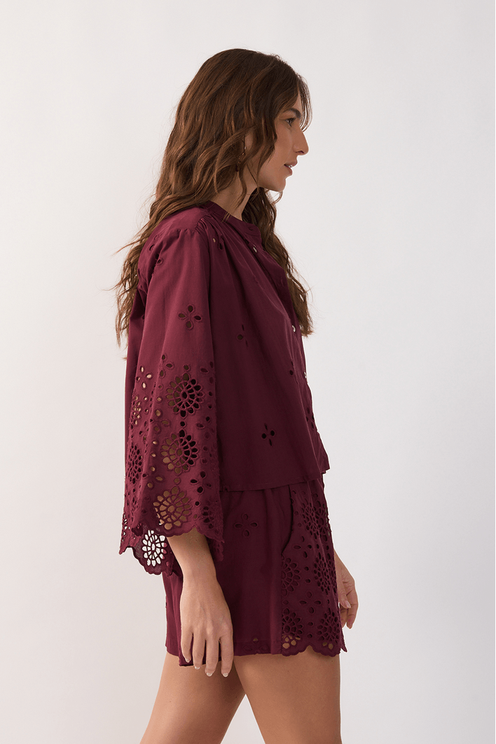 Camisa Algodão Bordado Barrado