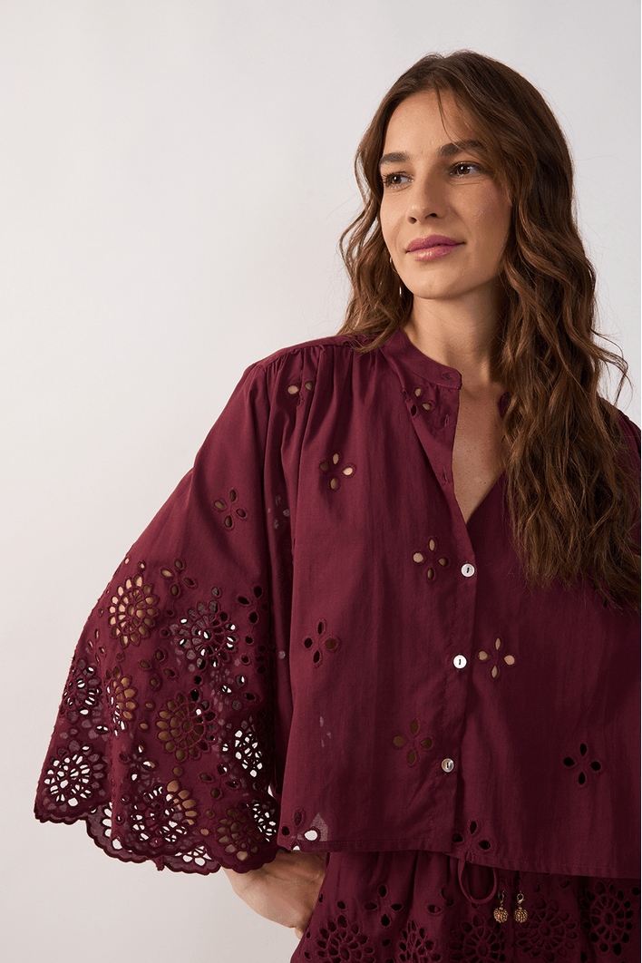 Camisa Algodão Bordado Barrado