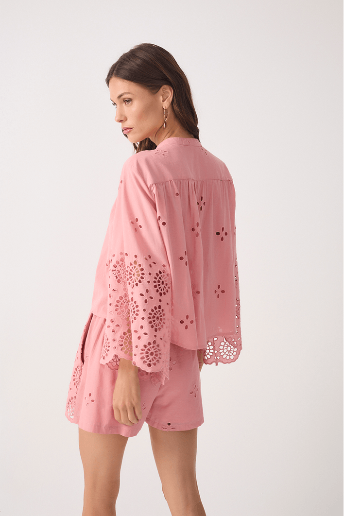 Camisa Algodão Bordado Barrado