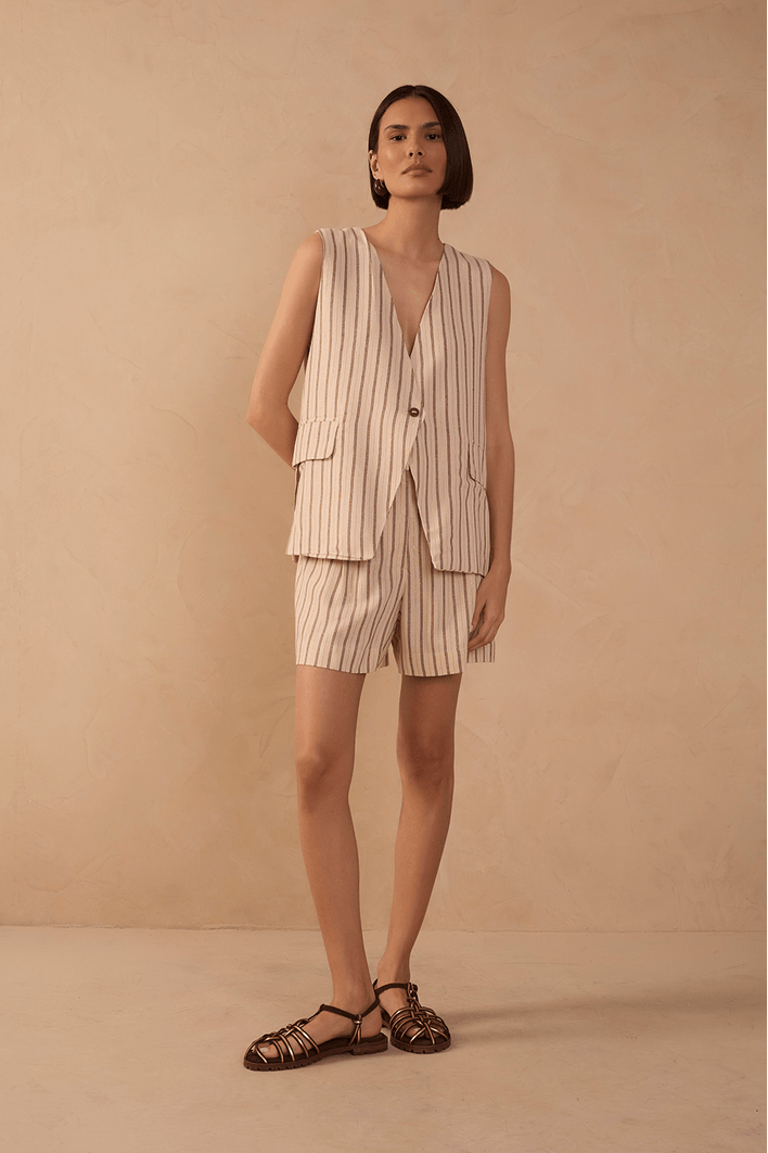 Bermuda Linho Listra Lurex