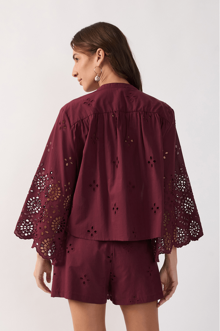 Camisa Algodão Bordado Barrado