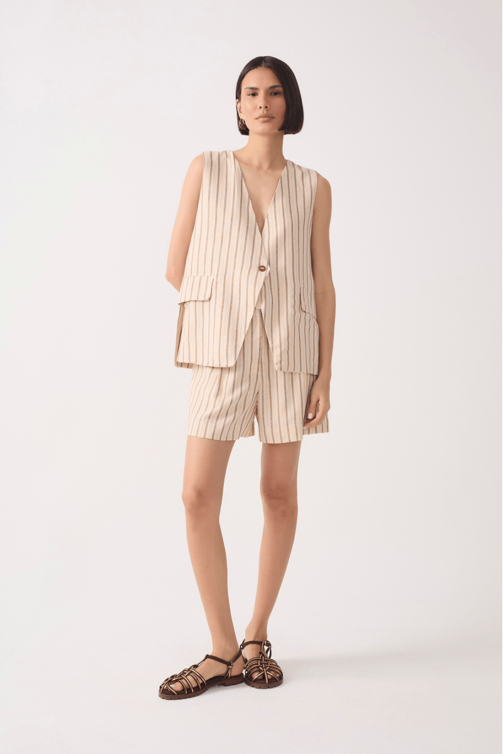 Bermuda Linho Listra Lurex