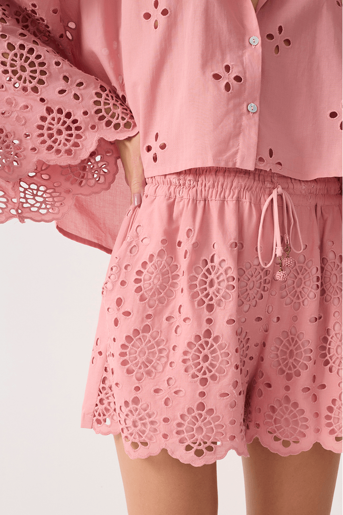 Short Algodão Bordado Barrado