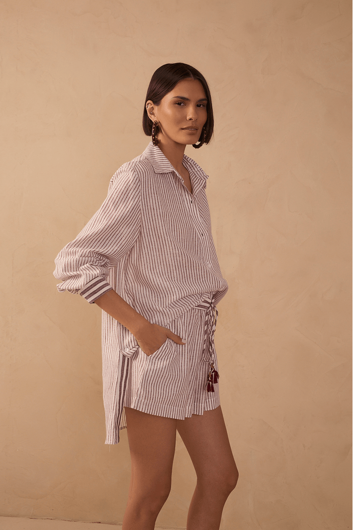 Camisa Linho Listrado Lurex