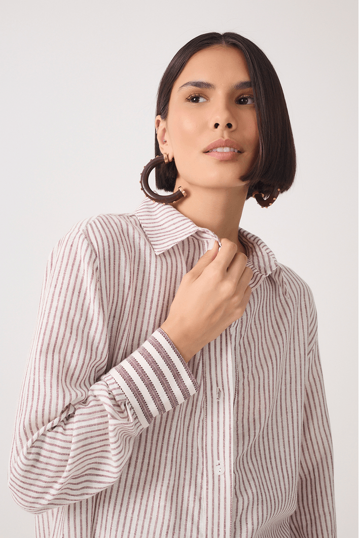 Camisa Linho Listrado Lurex