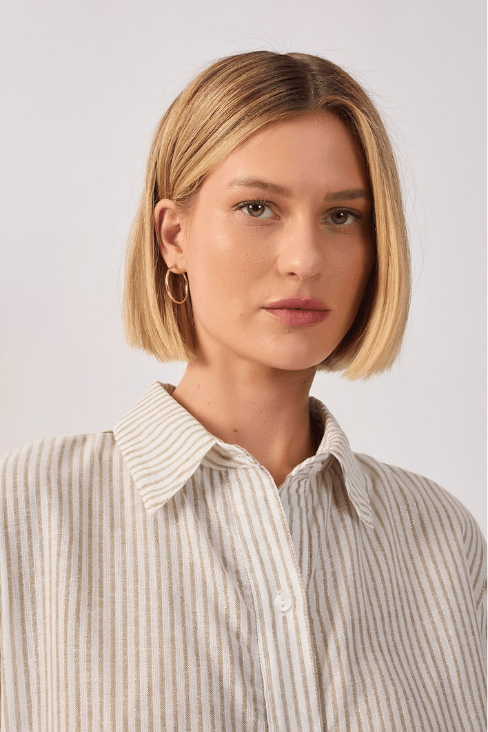 Camisa Linho Listrado Lurex