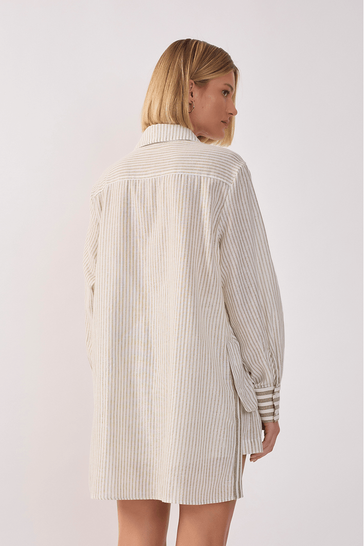 Camisa Linho Listrado Lurex