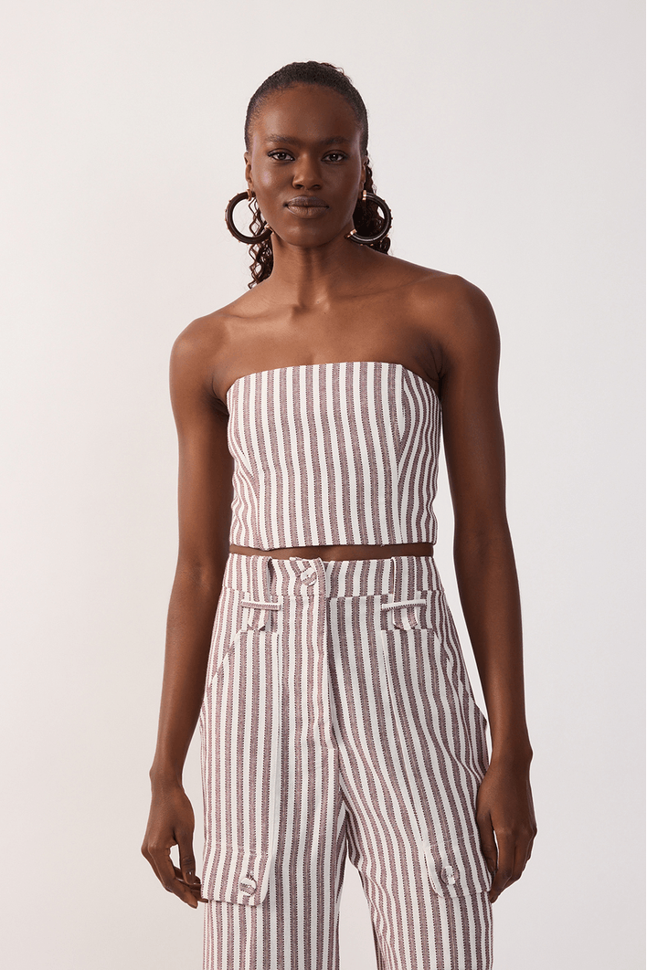 Blusa Sem Alça Listrado