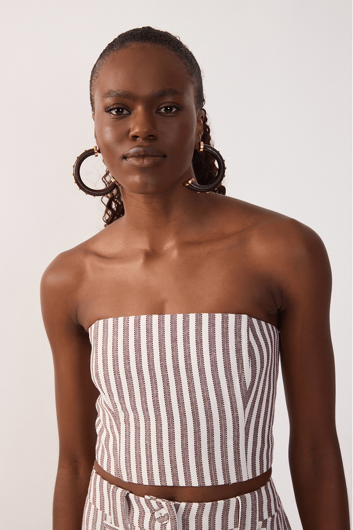 Blusa Sem Alça Listrado