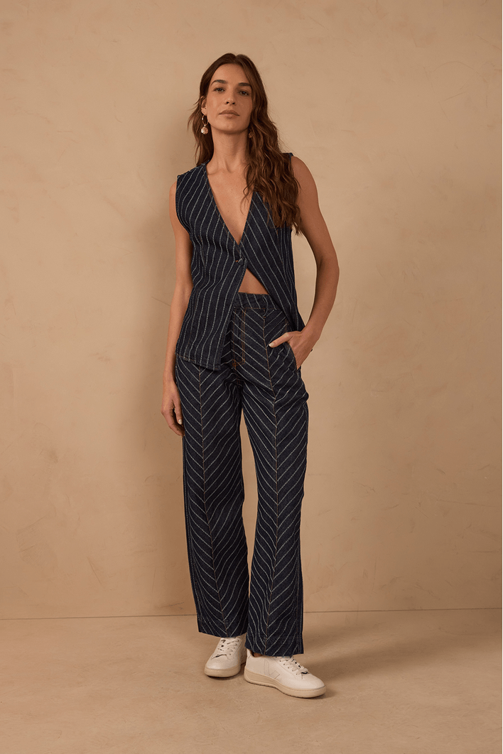 Calça Jeans Barrel Listrada
