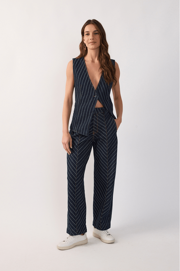 Calça Jeans Barrel Listrada