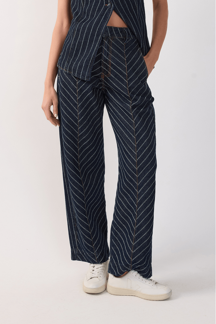 Calça Jeans Barrel Listrada