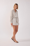 Short Linho Cinto Listrado