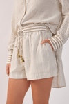 Short Linho Cinto Listrado