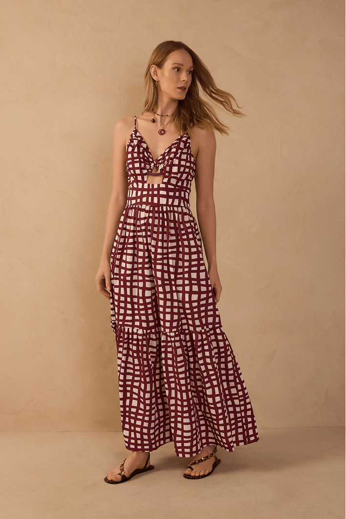 Vestido Cropped Est Trama Vinho