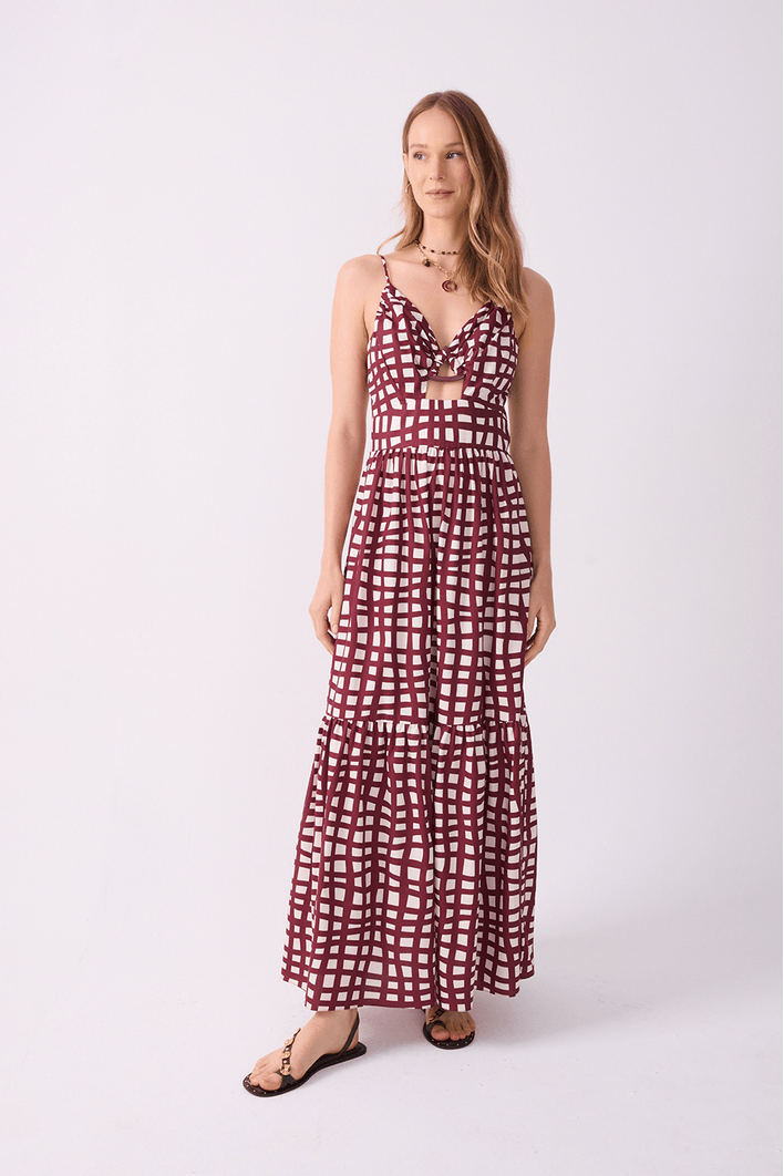 Vestido Cropped Est Trama Vinho