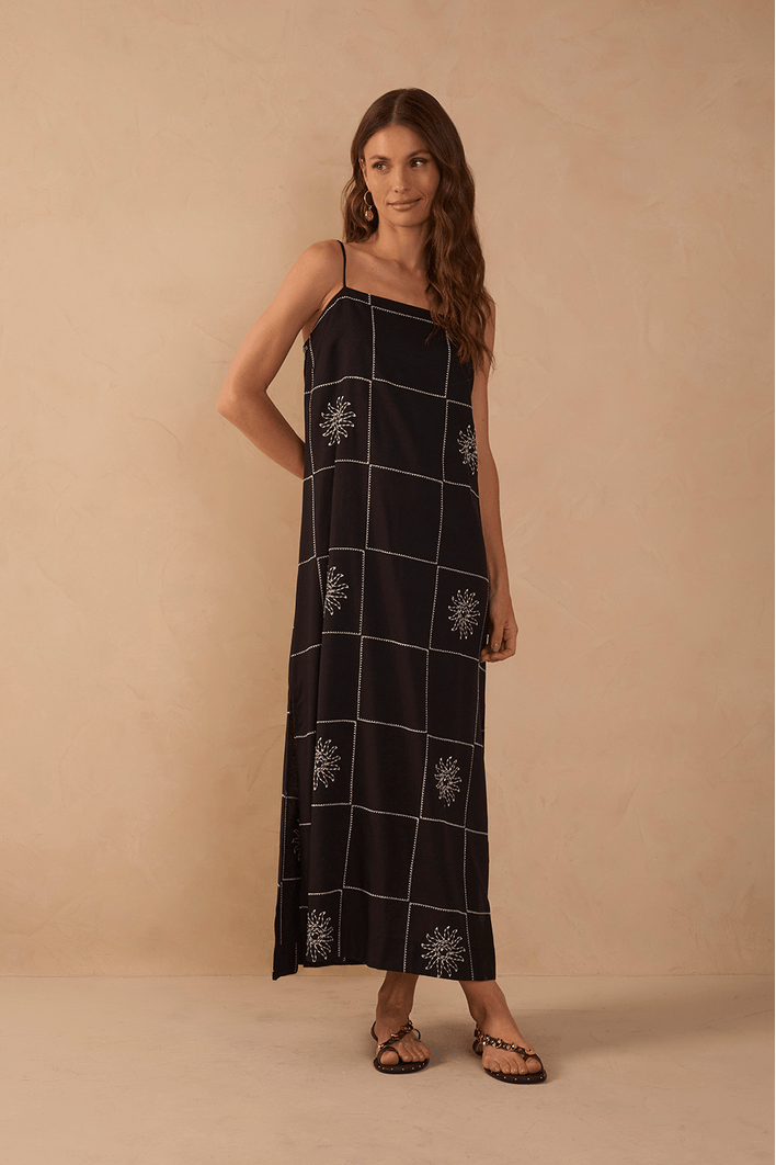 Vestido Cropped Linho Xadrez Sol