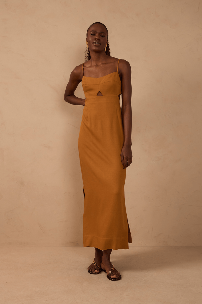 Vestido Cropped Vazado Lateral