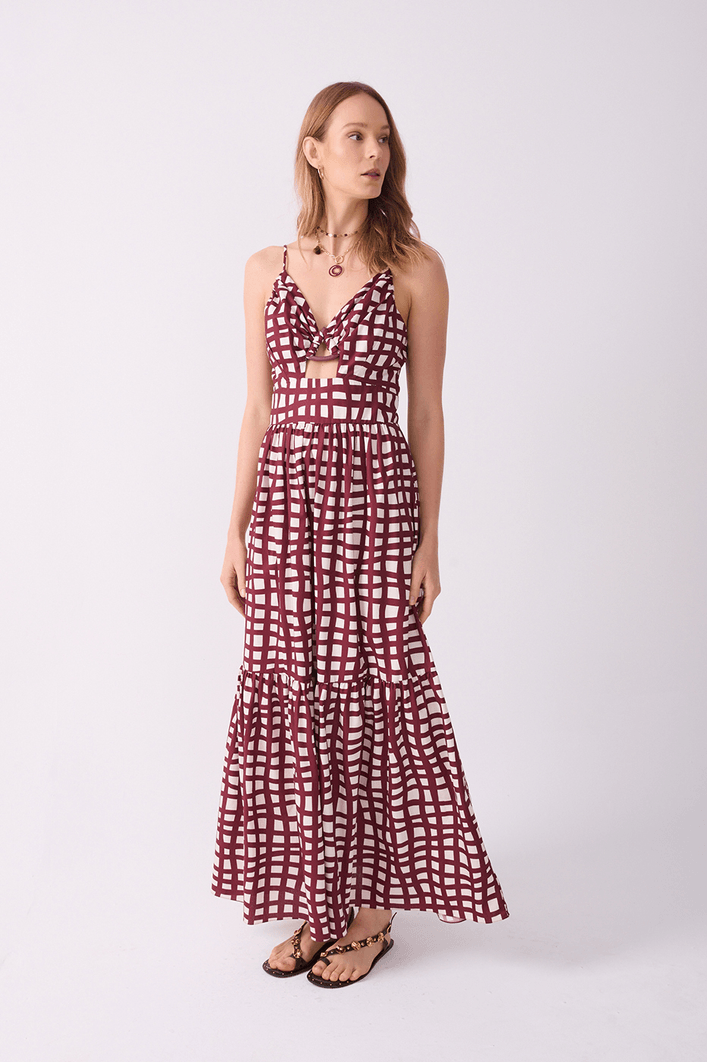 Vestido Cropped Est Trama Vinho