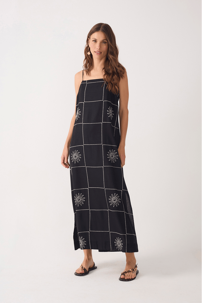 Vestido Cropped Linho Xadrez Sol