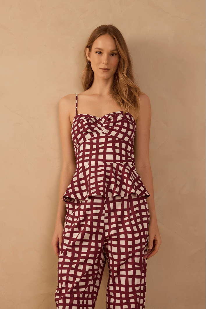 Blusa Tricoline Est Trama Vinho