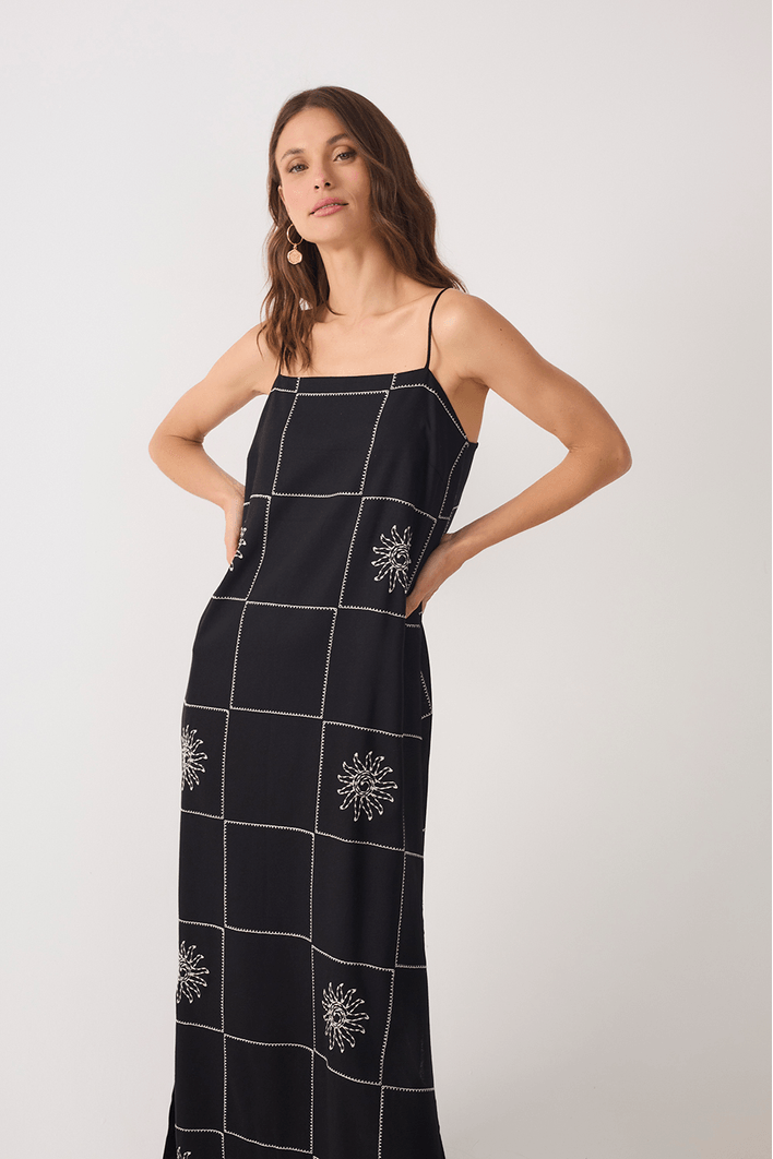 Vestido Cropped Linho Xadrez Sol