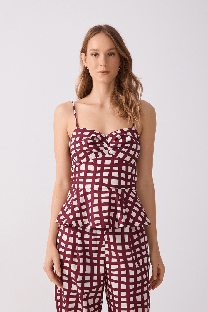 Blusa Tricoline Est Trama Vinho