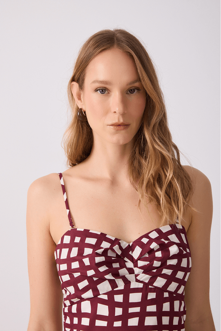 Blusa Tricoline Est Trama Vinho