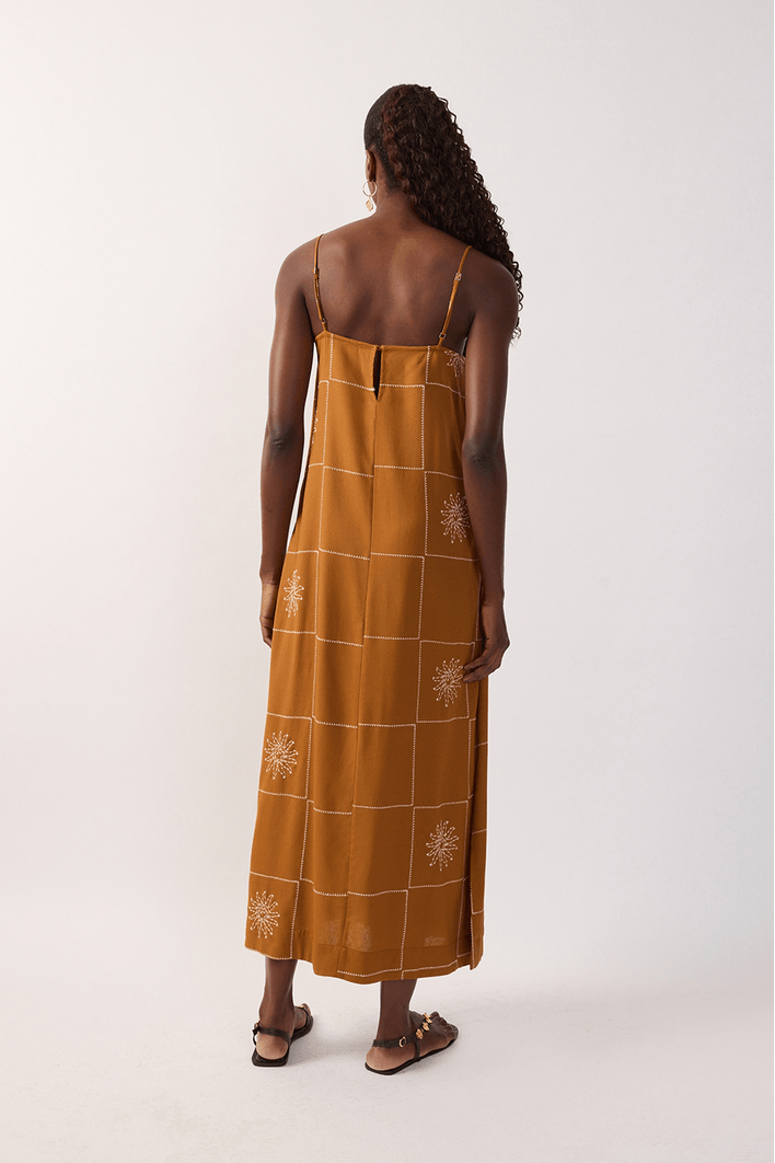 Vestido Cropped Linho Xadrez Sol