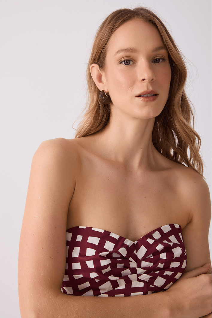 Blusa Tricoline Est Trama Vinho