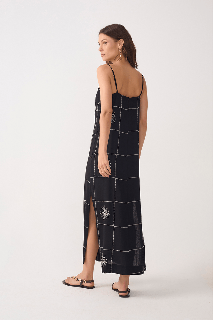 Vestido Cropped Linho Xadrez Sol