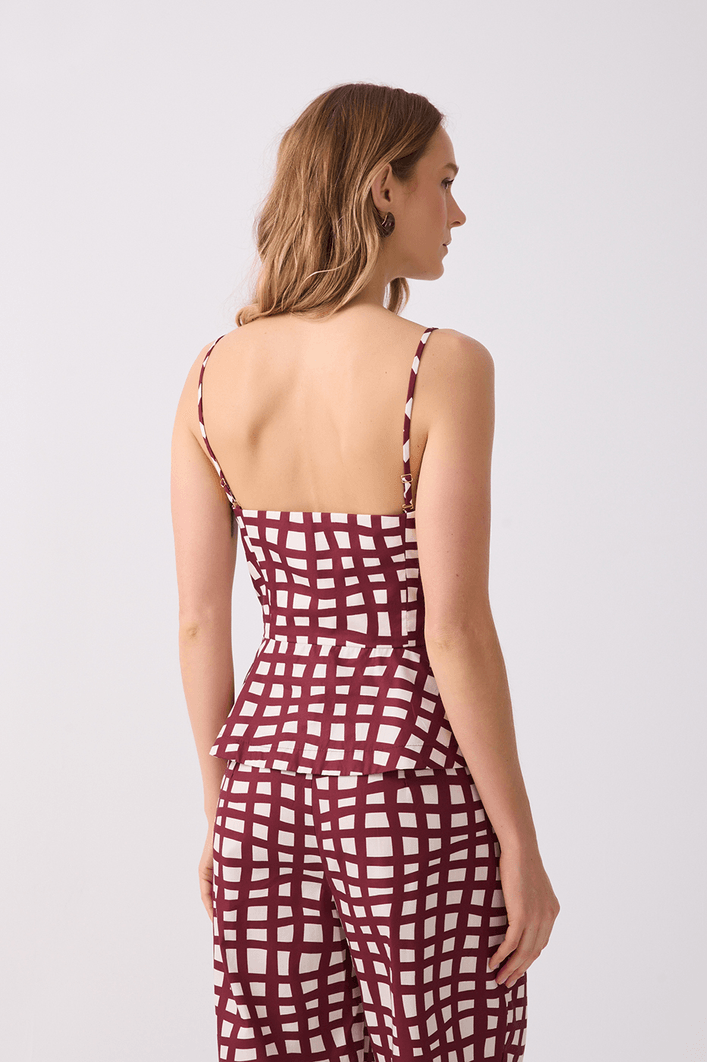 Blusa Tricoline Est Trama Vinho