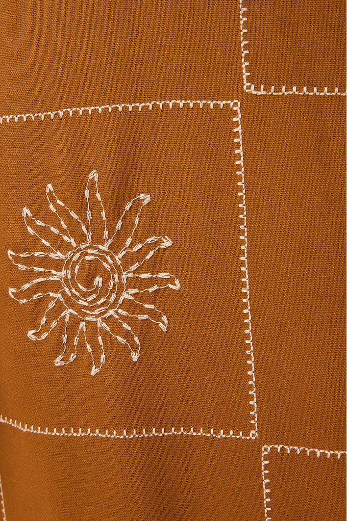 Vestido Cropped Linho Xadrez Sol