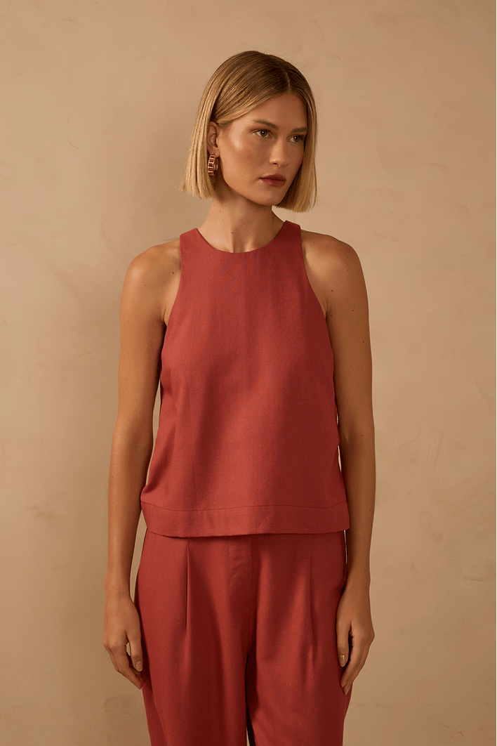 Blusa Linho Decote Nadador